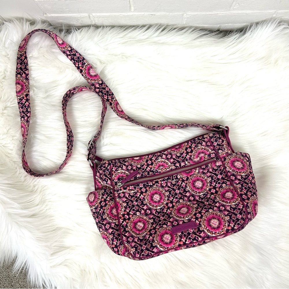 Vera Bradley Pink Patterned Quilted Long Strap Zip Bag